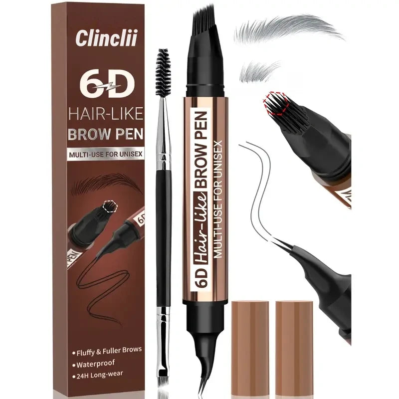 2-in-1 Brow & Beard Pen, 6D Hair-Like Strokes, Natural Fuller Look, 3 mL Long-Lasting, Waterproof & Smudge-Proof