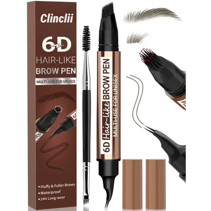 2-in-1 Brow & Beard Pen, 6D Hair-Like Strokes, Natural Fuller Look, 3 mL Long-Lasting, Waterproof & Smudge-Proof