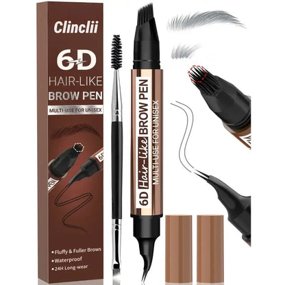 2-in-1 Brow & Beard Pen, 6D Hair-Like Strokes, Natural Fuller Look, 3 mL Long-Lasting, Waterproof & Smudge-Proof