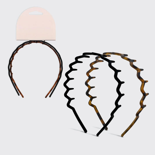Black & Tort Zig Zag Headbands 2pc Set